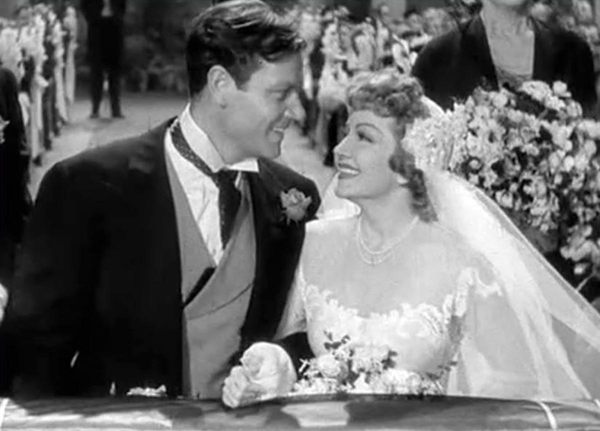 Tom Jeffers (Joel McCrea) and Gerry (Claudette Colbert) get hitched, in “The Palm Beach Story.” (Paramount Pictures)