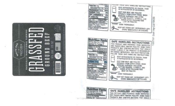 The U.S. Department of Agriculture issued a health alert for White Oak Pastures, Radically Traditional Farming, Grassfed Ground Beef, with the labeling seen above, on March 23, 2026. (USDA via The Epoch Times)