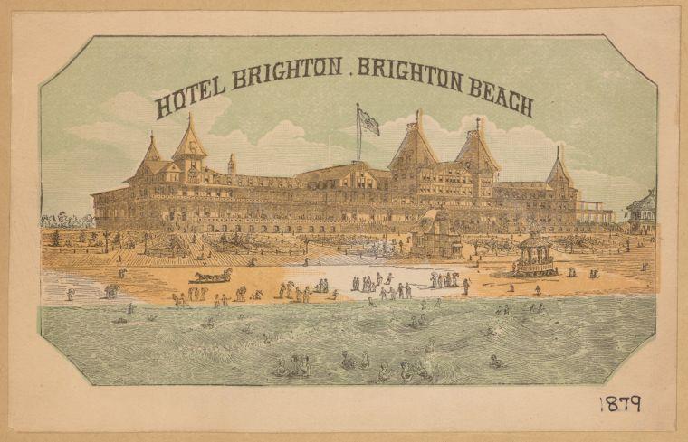 Hotel Brighton, Brighton Beach, circa 1879. New York Public Library Digital Collections. (Public Domain)
