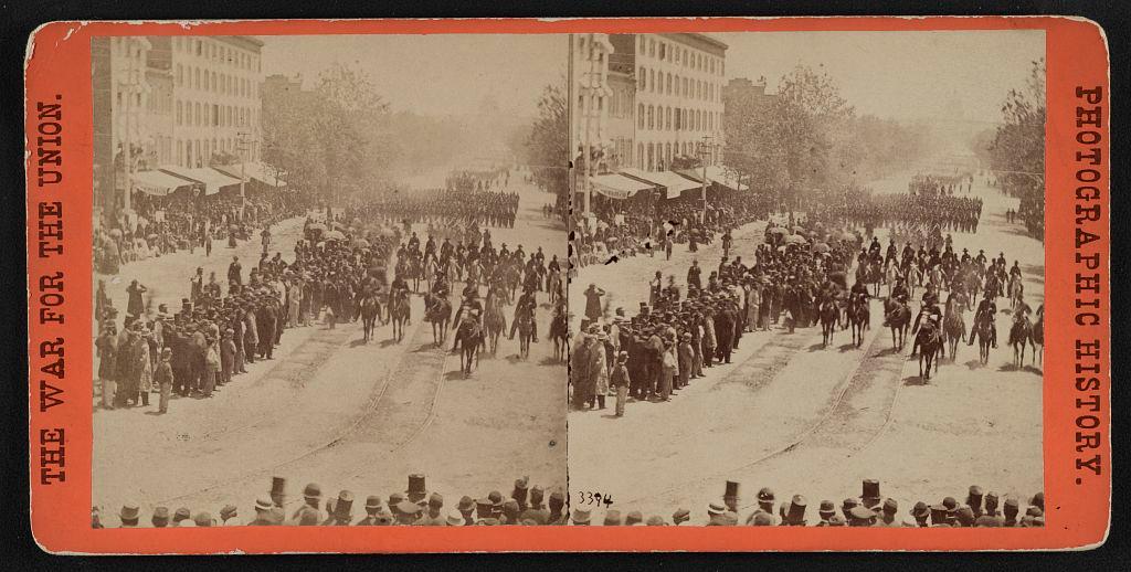 Grand review of the great veteran armies of Grant and Sherman at Washington, in May 1865. Around three million horses and mules were used in various capacities during the Civil War. Library of Congress. (Public Domain)