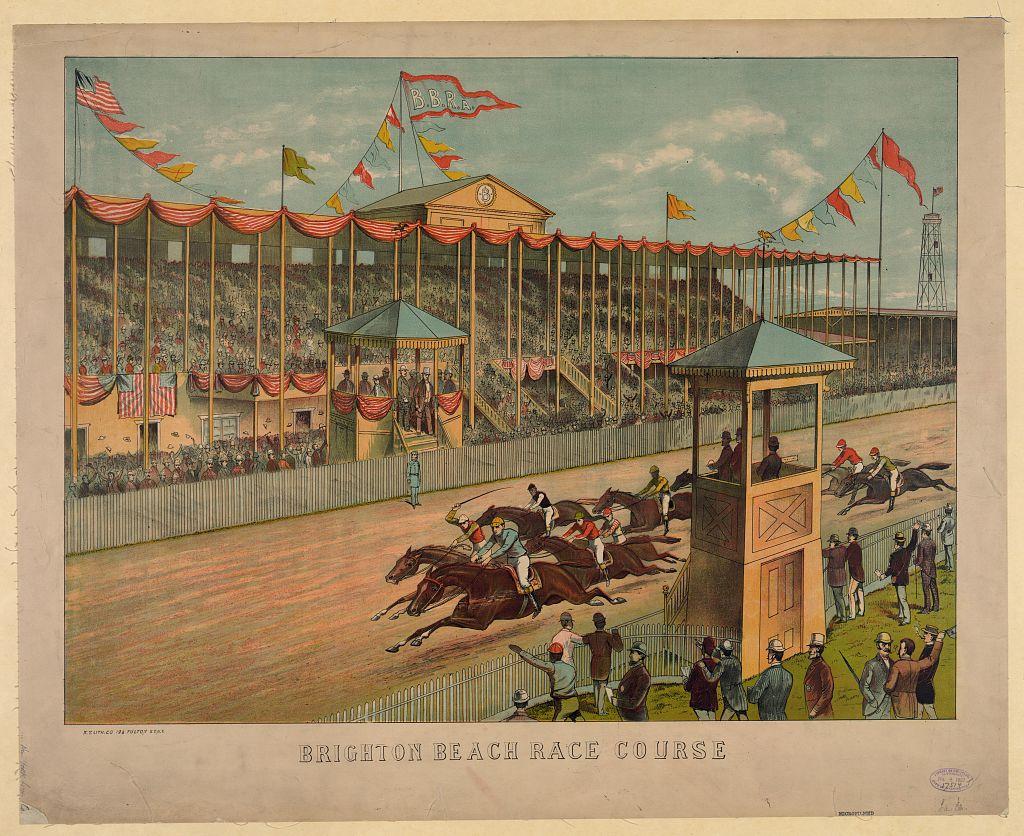 Brighton Beach Race Course lithograph from circa 1887. Library of Congress. (Public Domain)