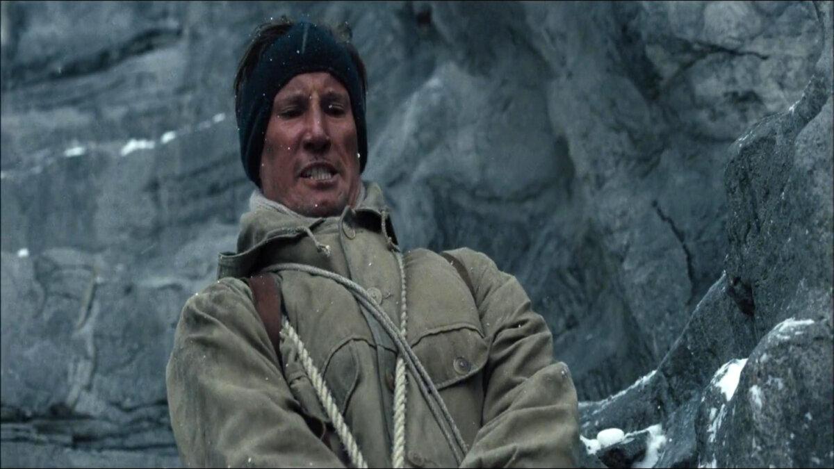 Toni Kurz (Benno Furmann) struggles mightily, in “North Face.” (GJW+)