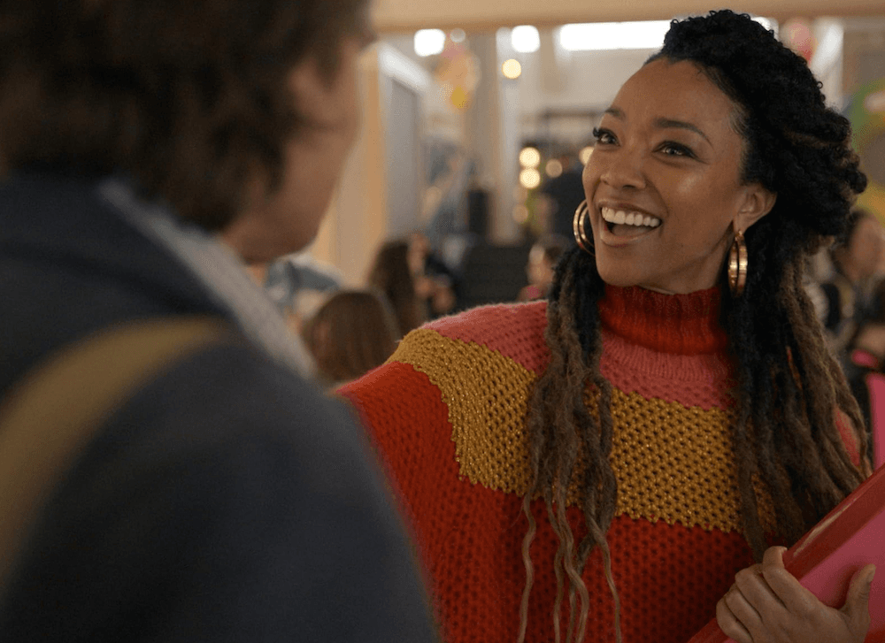 Jason (Steve Zahn) being greeted by Jamie (Sonequa Martin-Green), his daughter Claire's former dance instructor, in "She Dances." (Macaroni Art Productions/EKKL Entertainment)