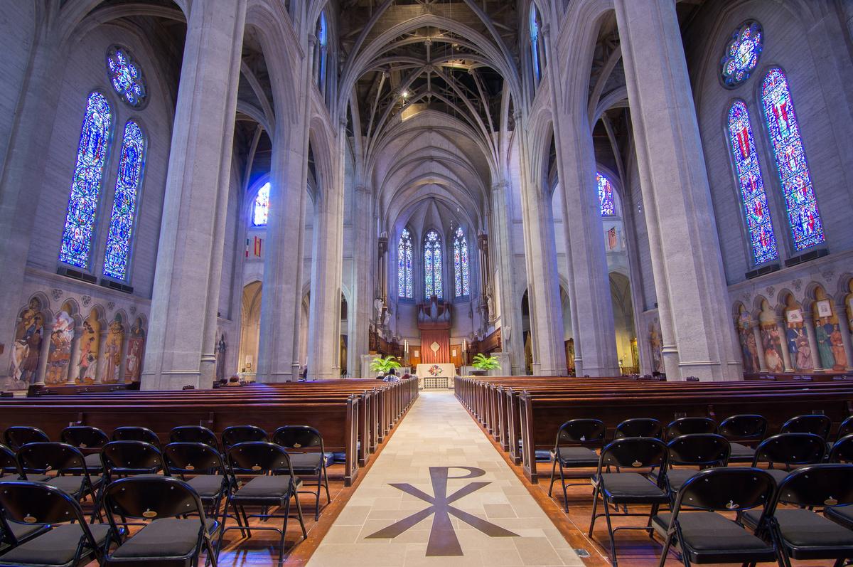 The Grace Cathedral in San Francisco, Calif., comprises the largest collection of Connick's stained glass in the Western United States. The 34 windows are celebrated for their vibrant "Connick blues." (Yhelfman/Shutterstock)