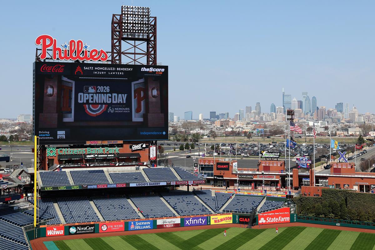 A general view of the ballpark before a game between the Texas Rangers and Philadelphia Phillies on Opening Day at Citizens Bank Park in Philadelphia on March 26, 2026. (Emilee Chinn/Getty Images)