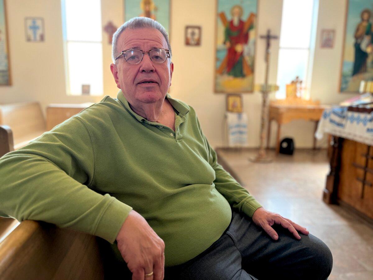 Victor Szwez, parish president of St. Mary's Protectress Ukrainian Orthodox Church in Phoenix, on Jan. 30, 2026. (Allan Stein/The Epoch Times)