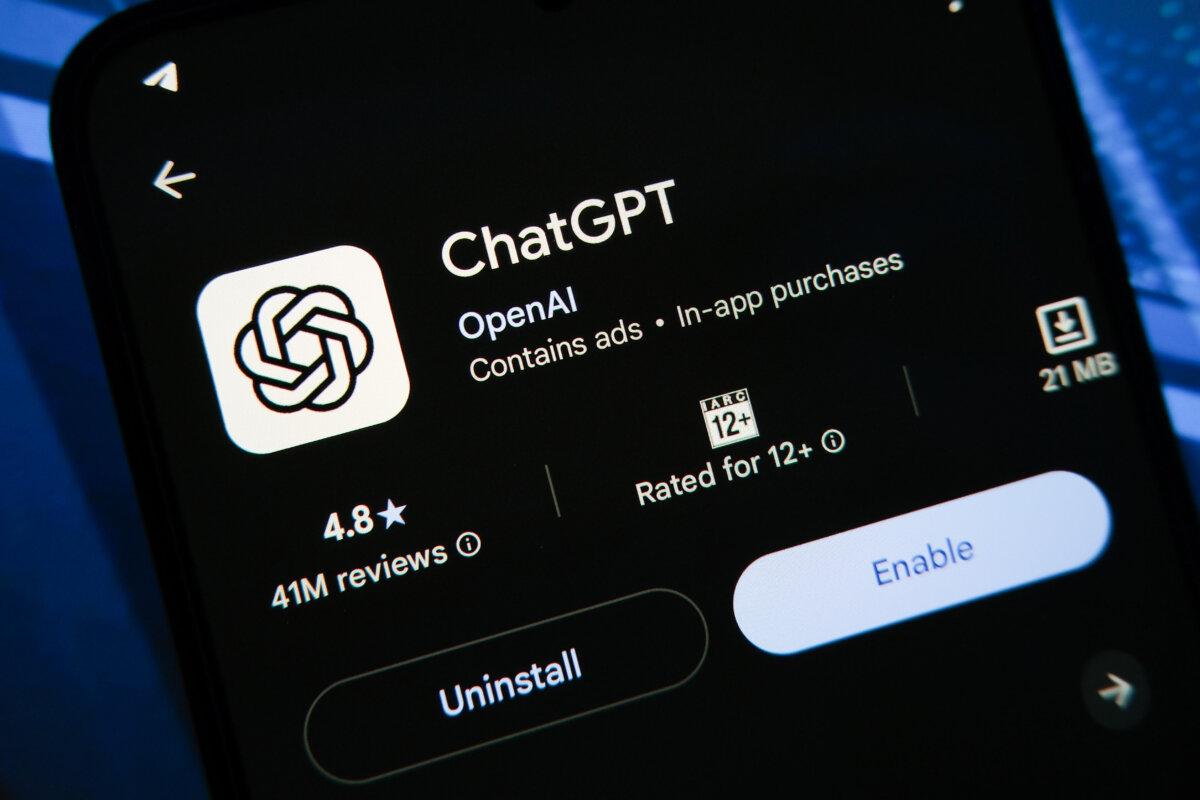 The ChatGPT app seen in this photo illustration. (Oleksii Pydsosonnii/The Epoch Times)
