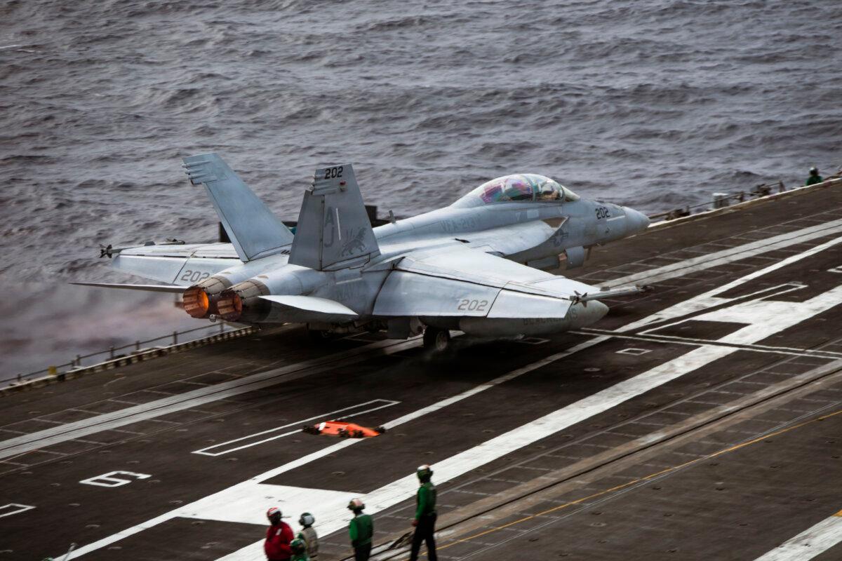 An F/A-18F Super Hornet aircraft, attached to Strike Fighter Squadron 213, launches from the flight deck of the world’s largest aircraft carrier, USS Gerald R. Ford (CVN 78), during Operation Epic Fury, March 15, 2026. (U.S. Navy)