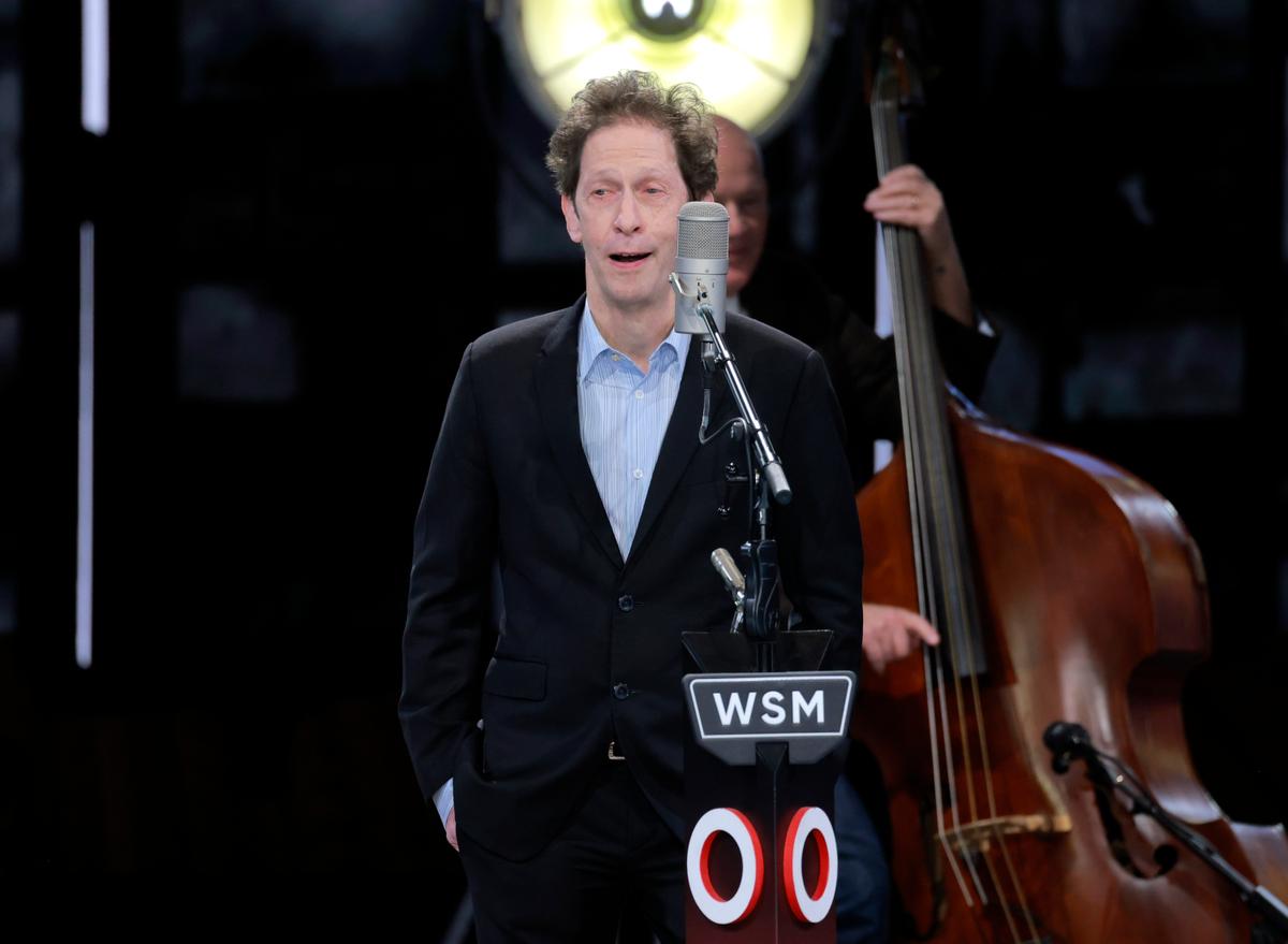 Actor Tim Blake Nelson performing during the "O Brother, Where Art Thou Soundtrack 25th Anniversary Celebration" at The Grand Ole Opry on Feb. 28, 2026 in Nashville. (Jason Kempin/Getty Images)