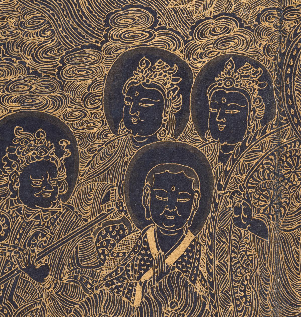 A detail from the illustrated manuscript of the Lotus Sutra (Miaofa lianhua jing), Volume 2, circa 1340, by unknown Korean artist. Metropolitan Museum of Art, New York City. (Public Domain)
