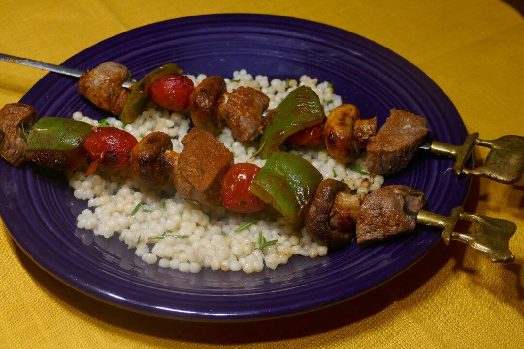Quick and Easy Beef Kabobs and Pearl Couscous
