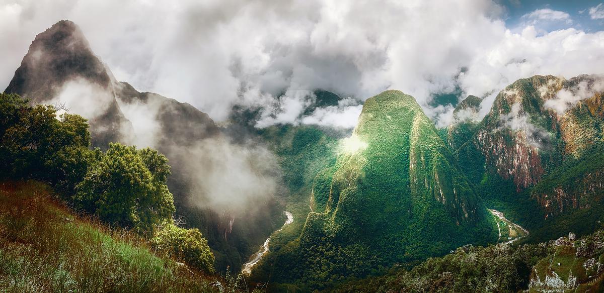 The lost city in the clouds’ Huayna Picchu Mountain towers above the Urubamba River canyon. (Maria Coulson)