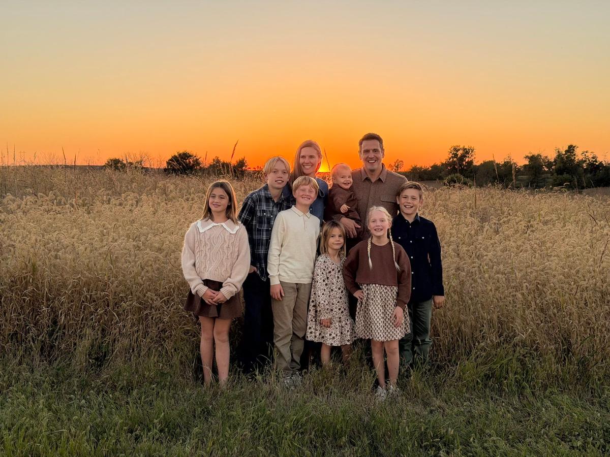 Zach and Annie Lahn and their seven children live on their regenerative farm outside of Belle Plaine, Iowa. (Courtesy of the Lahn for Governor Campaign)