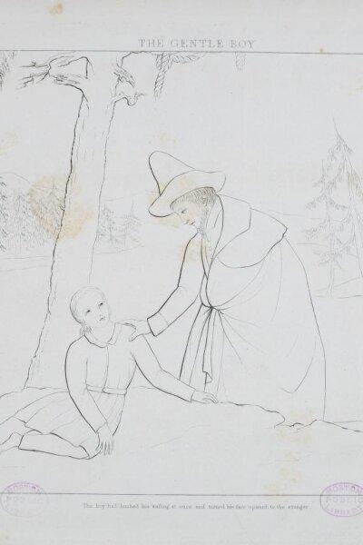 Illustration for “The Gentle Boy, A Thrice Told Tale, 1839, by Sophia Peabody Hawthorne. (Public Domain)