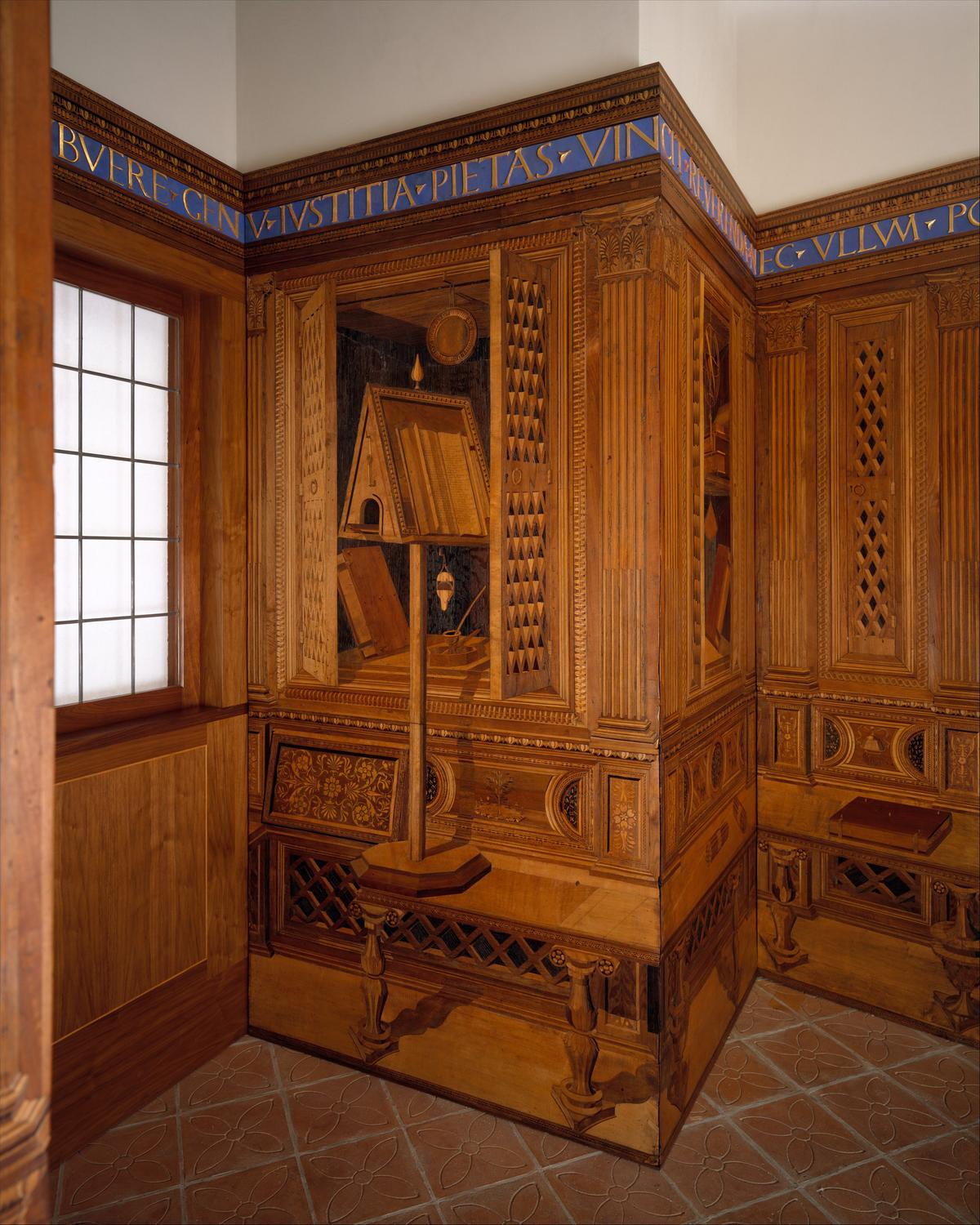 A detail of "Studiolo" from the Ducal Palace in Gubbio. Metropolitan Museum of Art, New York City. (Public Domain)