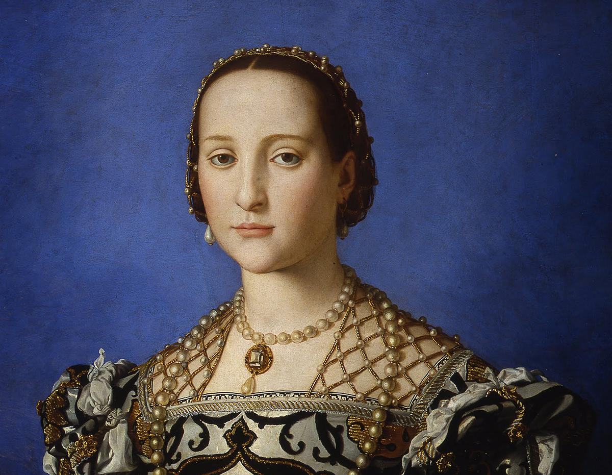 A detail of "Portrait of Eleonora di Toledo With Her Son Giovanni," 1544–1545, by Bronzino. Uffizi Galleries, Florence. (Public Domain)