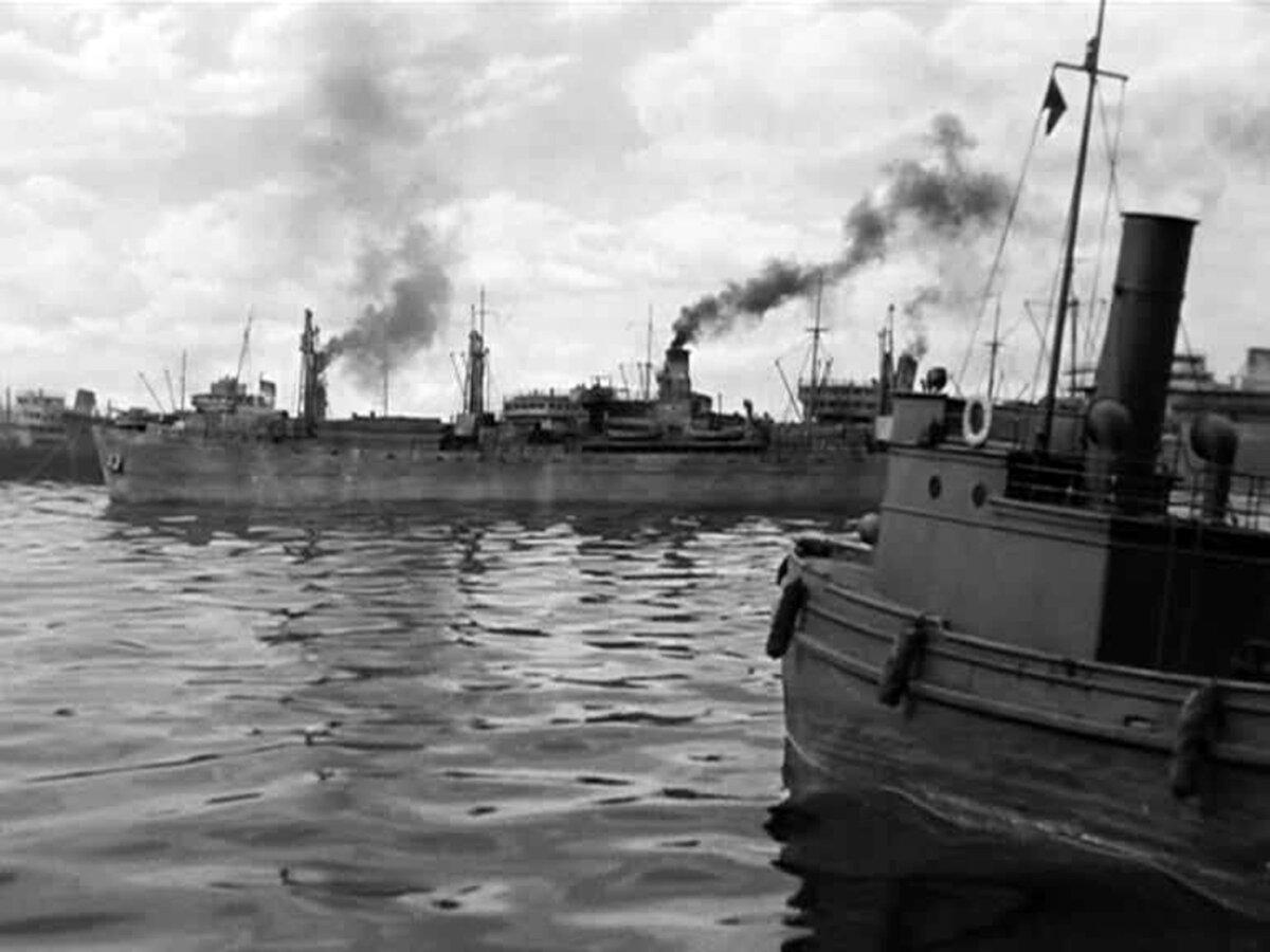 Merchant Marine vessels, in “Action in the North Atlantic.” (Warner Bros. Pictures)