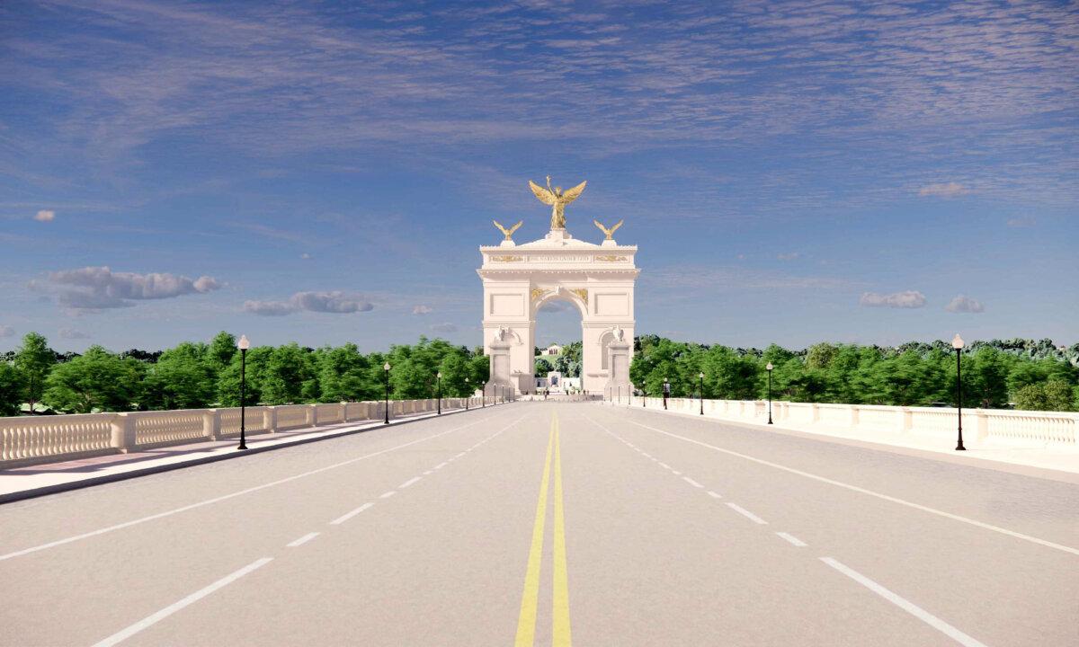 An artist's rendering of President Donald Trump's proposed "Independence Arch" in a handout obtained on April 10, 2026. (U.S. Commission on Fine Arts/Handout via Reuters)