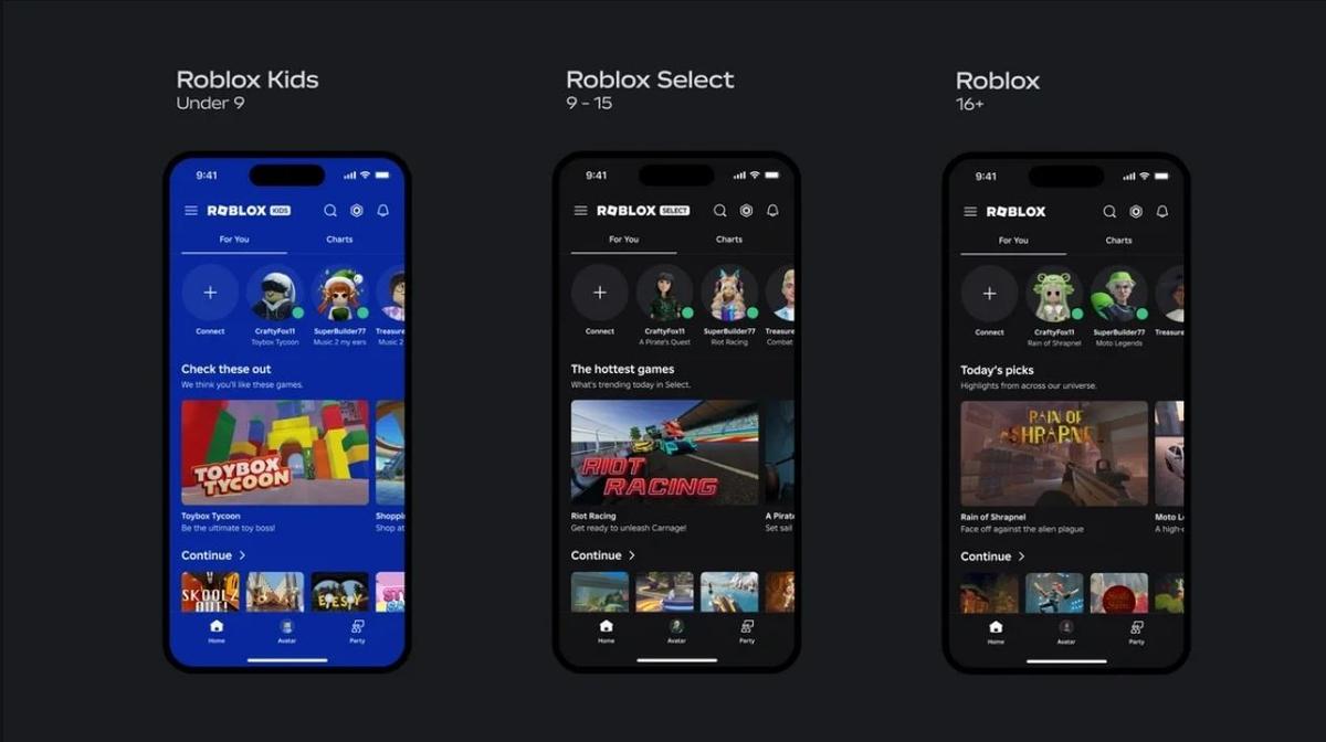 A screenshot of the different Roblox editions available depending on age group. (Screenshot/Roblox website)