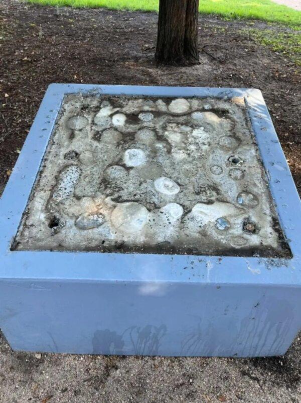 A heavily defaced monument that commemorates the Battle of Beersheba during World War I when a charge by the Australian Light Horse regiment broke the Ottoman forces to secure control over the town and its water resources. The monument in Melbourne's Caulfield Park was heavily vandalised in the lead-up to ANZAC Day. (Courtesy of the Australian Jewish Association)