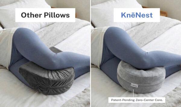 KnēNest – a new knee pillow that provides precise support while you sleep, helping to prevent and reverse the damage caused by side sleeping. 