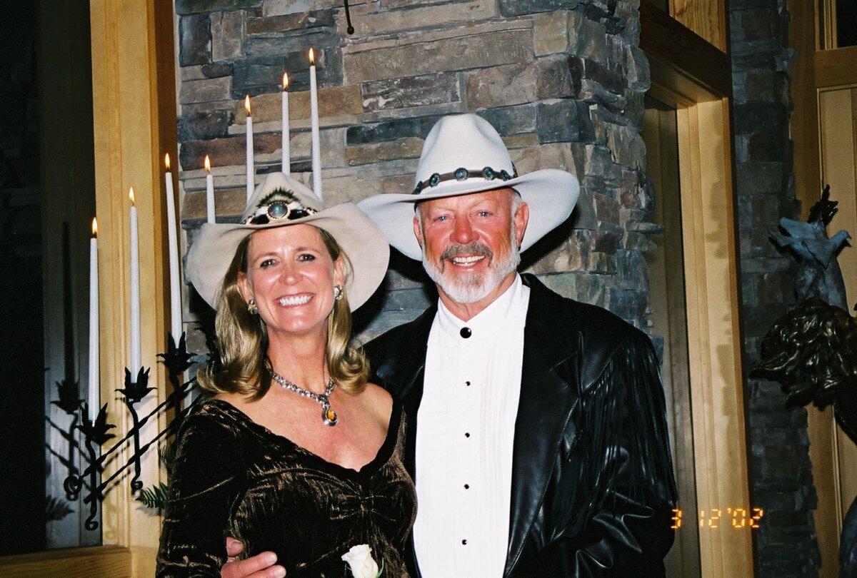 Rebecca married pioneering financial trader William A. “Bill” Dunn in a sweet, swift ceremony in Montana in 2002. They had a grand reception later that year, and they vacationed annually in St. Barths. She stayed by his side until his death in 2025. (Courtesy of Rebecca Dunn)