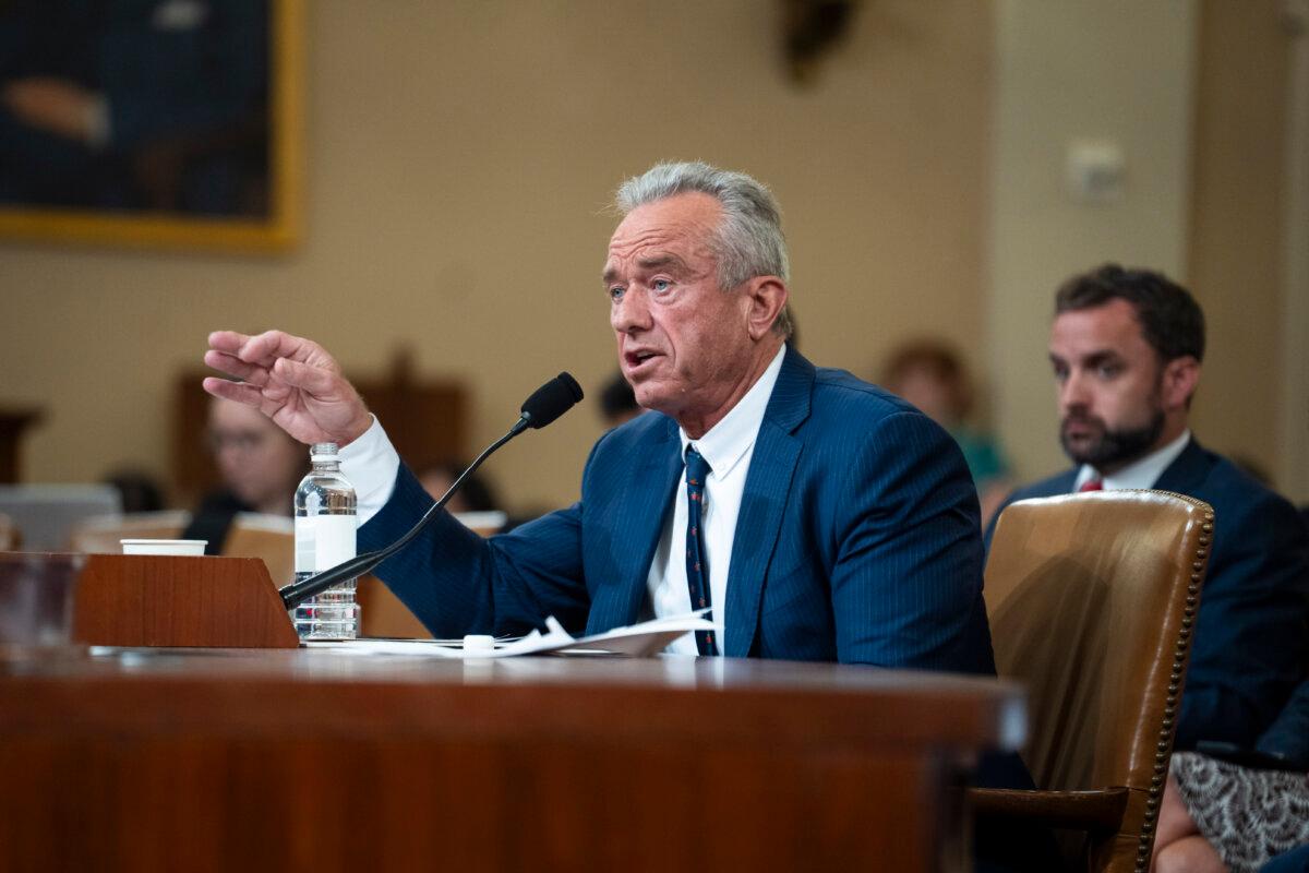Health Secretary Robert Kennedy Jr. testifies before the House Committee on Ways and Means on Capitol Hill in Washington on April 16, 2026. (Madalina Kilroy/The Epoch Times)