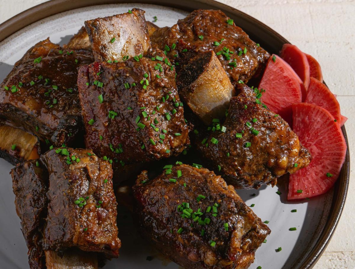 Miso Teriyaki Short Ribs With Pickled Watermelon Radish