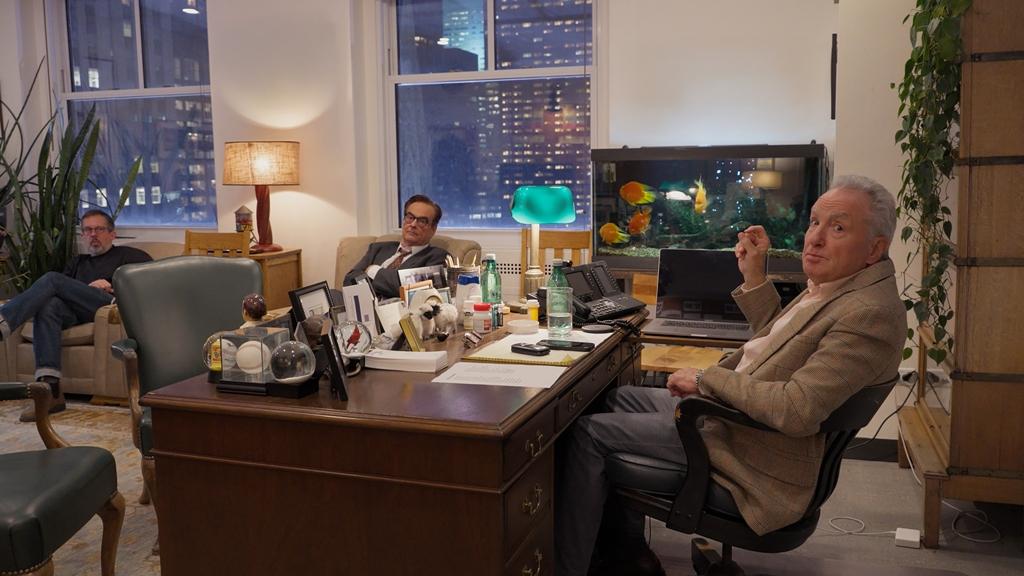 (L–R) Erik Kenward, Steve Higgins, and Lorne Michaels, in “Lorne.” (Focus Features)