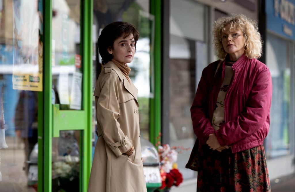 Heather Davidson (Shirley Henderson, L) and Dottie Achenbach (Maxine Peake), in “I Swear.” (Graeme Hunter/ Sony Pictures Classics)