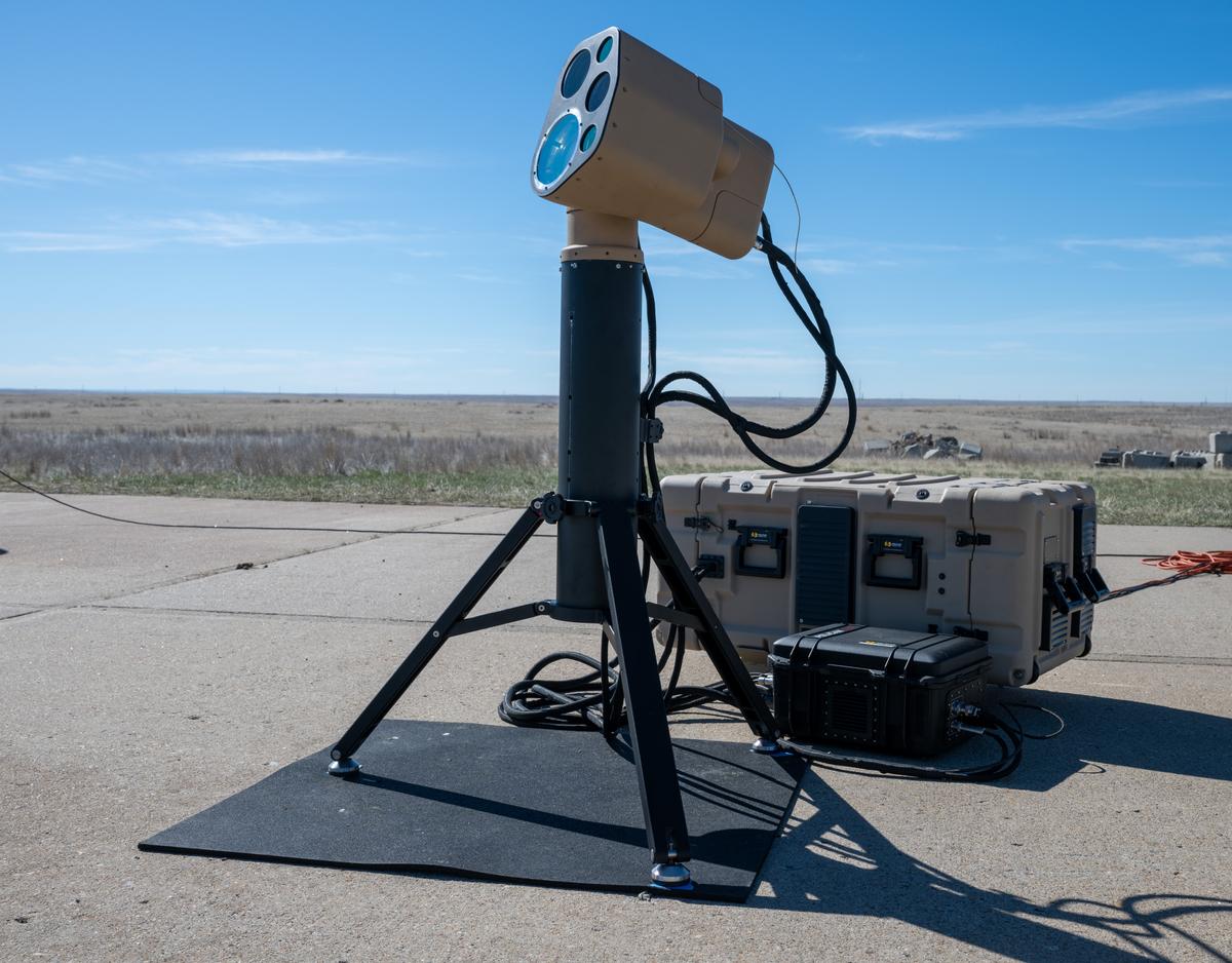 An anti-drone system, called FRACTL, which uses laser to destroy drones and drone swarms in mid-air. (Courtesy of AIM Defence.)