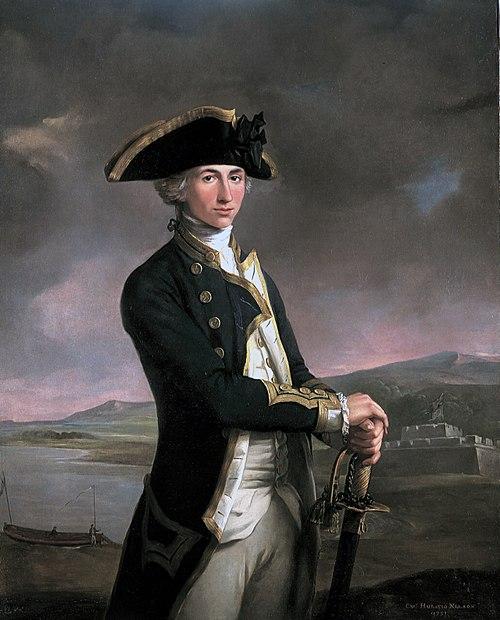 A portrait of Capt. Horatio Nelson by John Francis Rigaud, with Fort San Juan—the scene of his most notable achievement to date—in the background. (Public Domain)