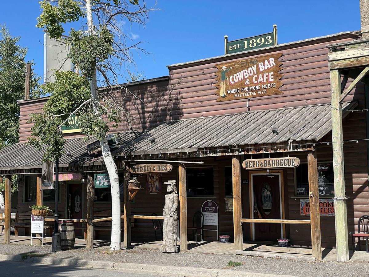 The Cowboy Bar in Meeteetse, Wyoming, has operated since 1893. The bar, known for its authentic Western atmosphere and historic bullet holes, is known as the place where outlaw Butch Cassidy was arrested for stealing horses. (JSvideos/Shutterstock)