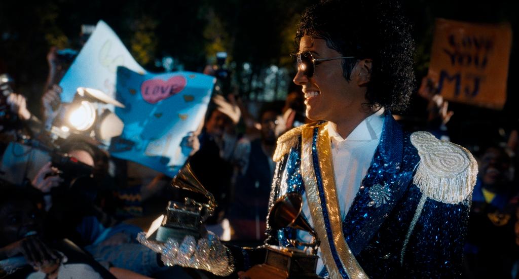 Michael Jackson (Jaafar Jackson) with his fans, in "Michael." (Lionsgate)
