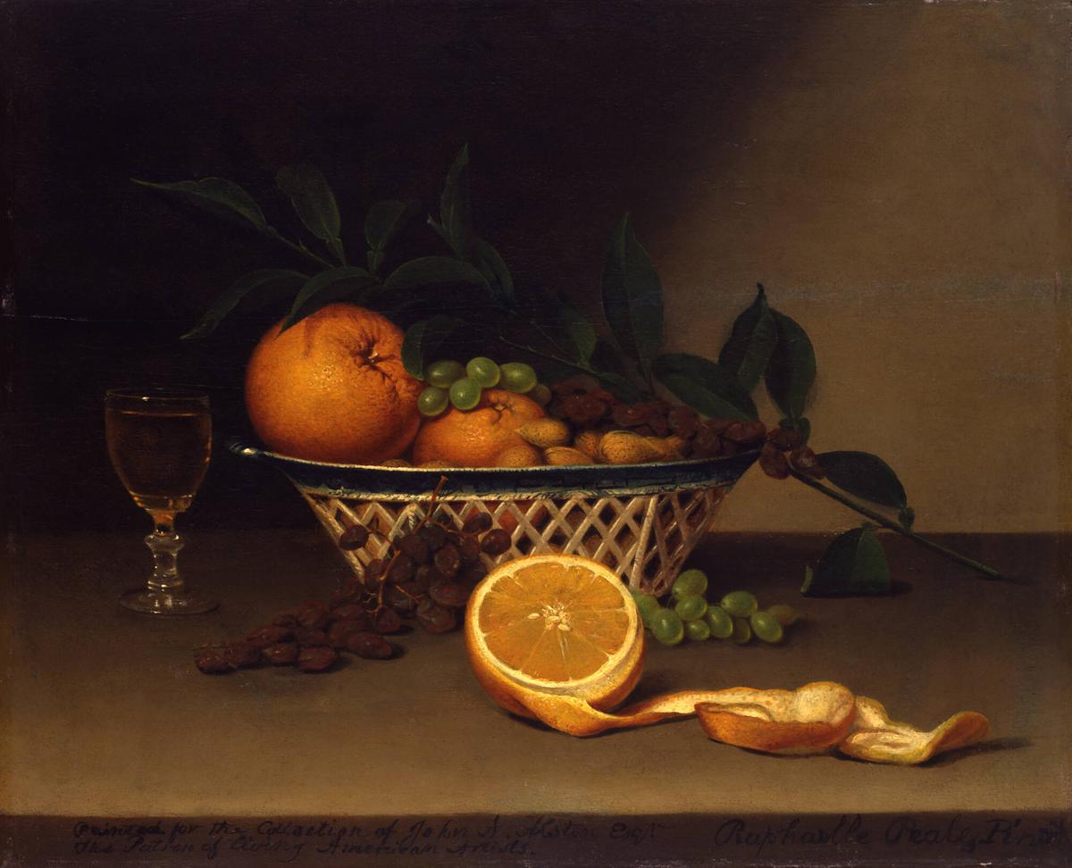 "Still Life With Oranges," circa 1818, by Raphaelle Peale. Oil on canvas; 18 5/8 inches by 22 15/16 inches. Toledo Museum of Art, Ohio. (Public Domain)