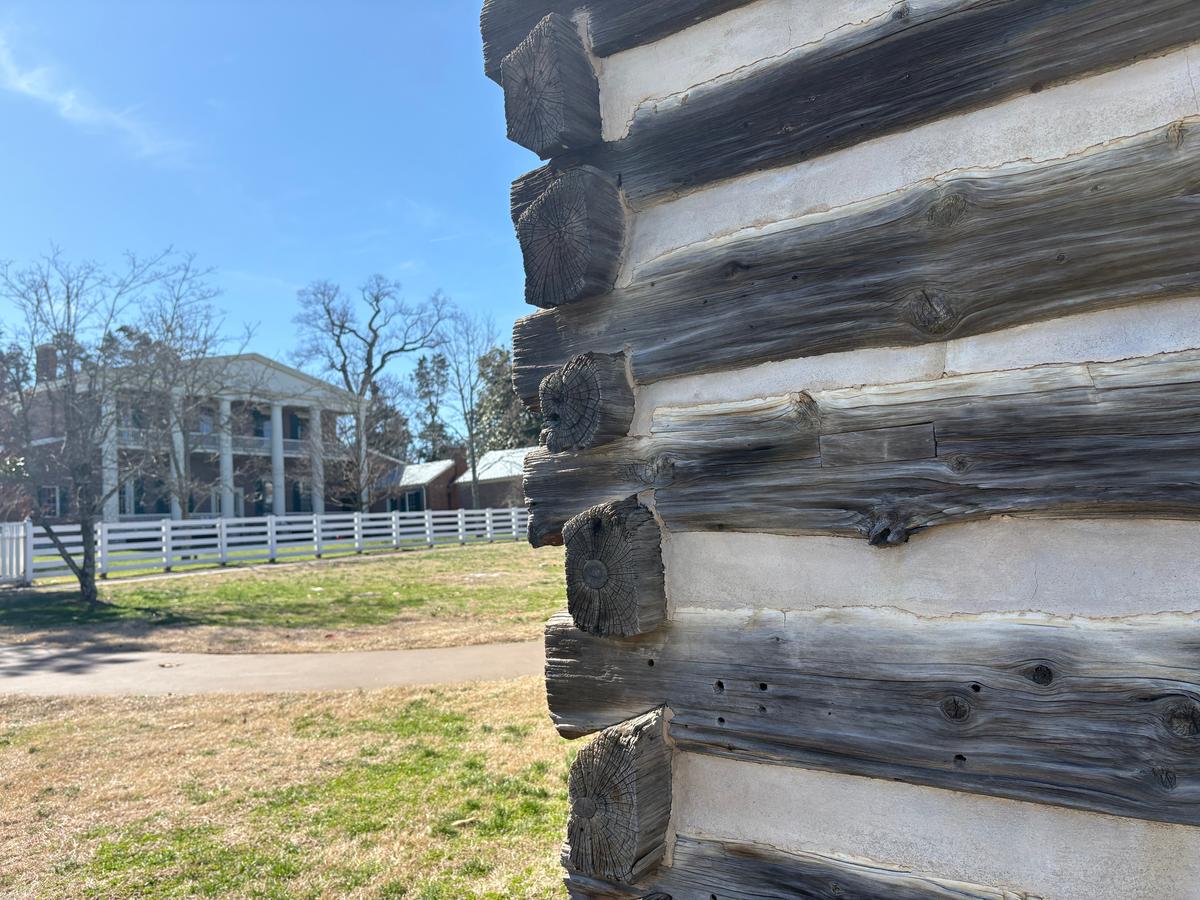 The wooden cabins are nearby Andrew Jackson's home, called the Hermitage. (Deena Bouknight)