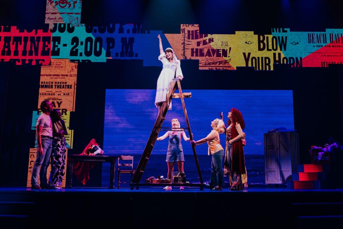 Kelli Barrett (C) and the cast of "Beaches," a new musical. (Marc J. Franklin)