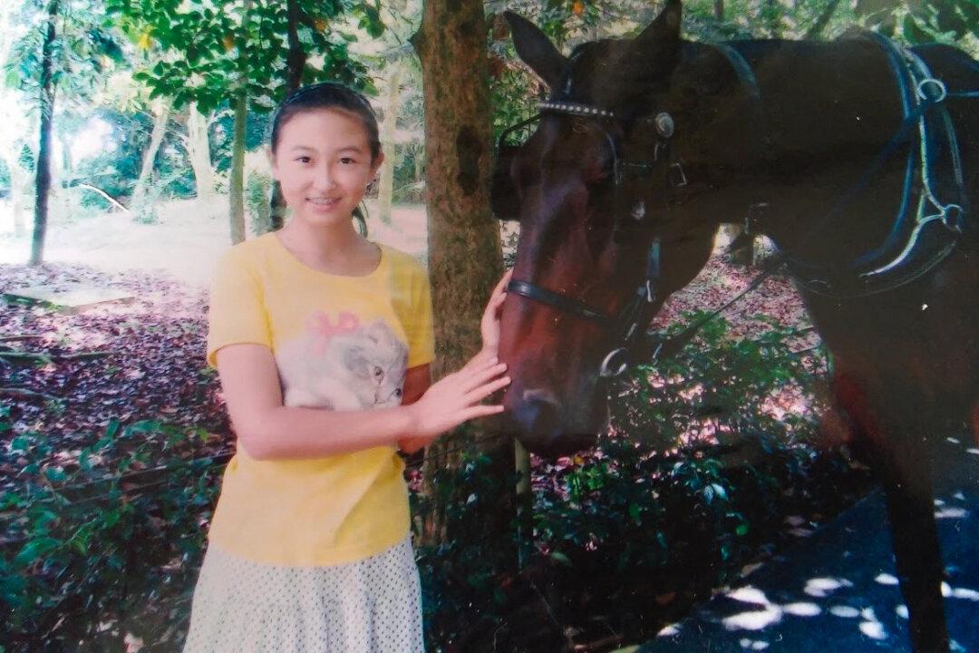(Top) Nancy Zhang at around 8 years old in China. (Bottom) Nancy Zhang at around 11 years old in Singapore. (Courtesy of Nancy Zhang)