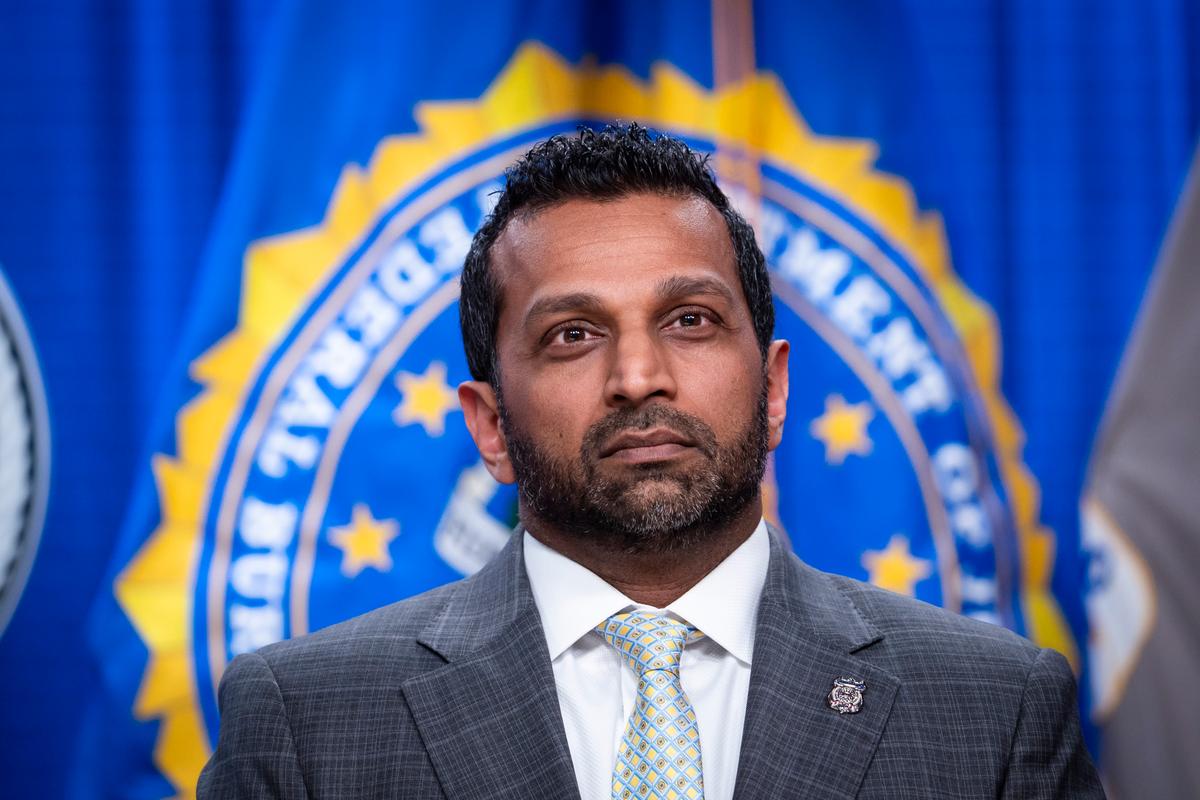 FBI Director Kash Patel speaks during a press conference in Washington on April 27, 2026. (Madalina Kilroy/The Epoch Times)