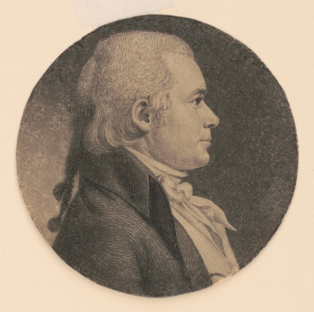 Caesar Augustus Rodney, head-and-shoulders portrait, 1800. He insisted on having his portraits showing only the right side of his face to hide his deformities. Library of Congress. (Public Domain)