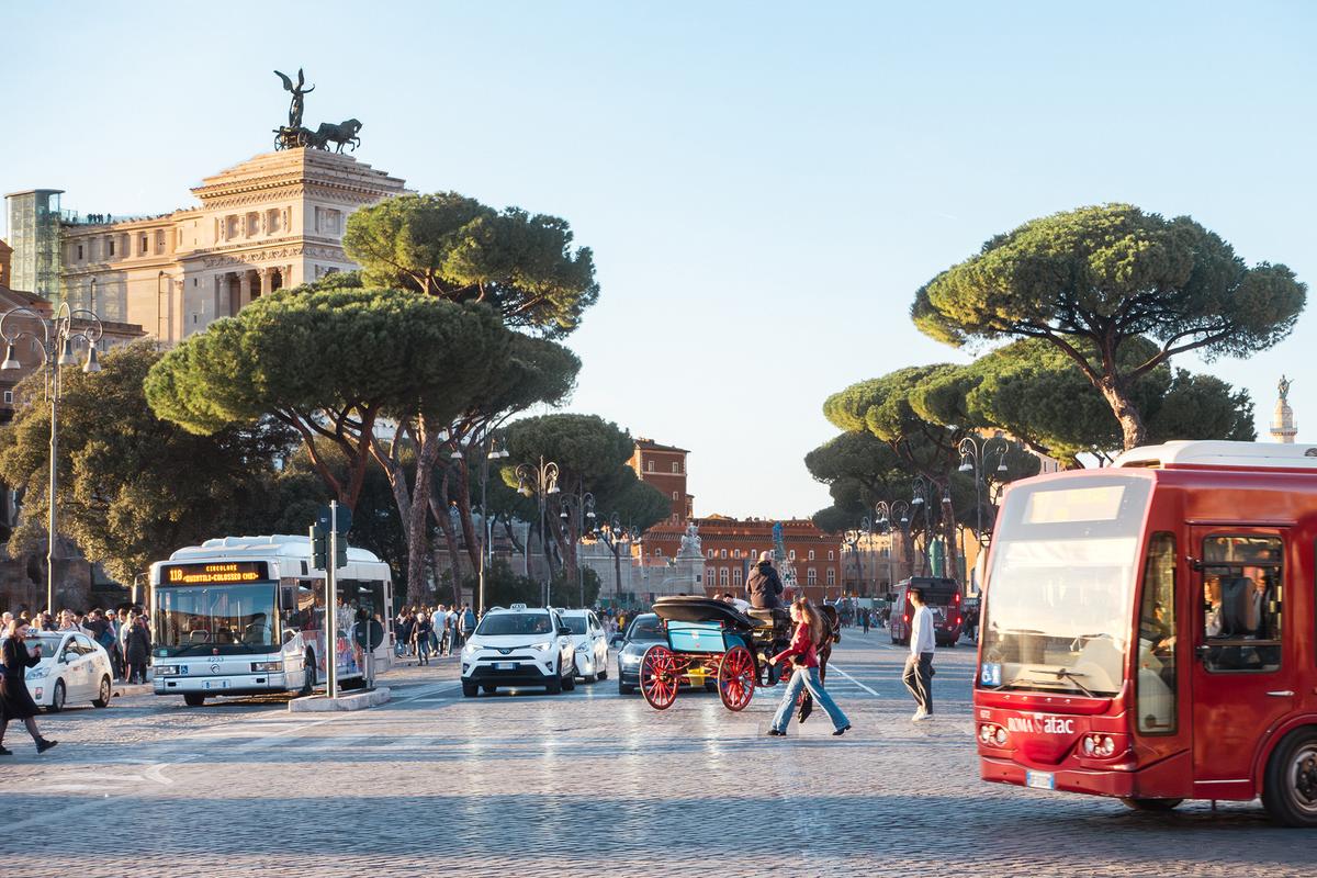 Much of Rome is walkable, and its public transport system includes buses, trams, and a metro network. (Giuliano Benzin/Getty Images)