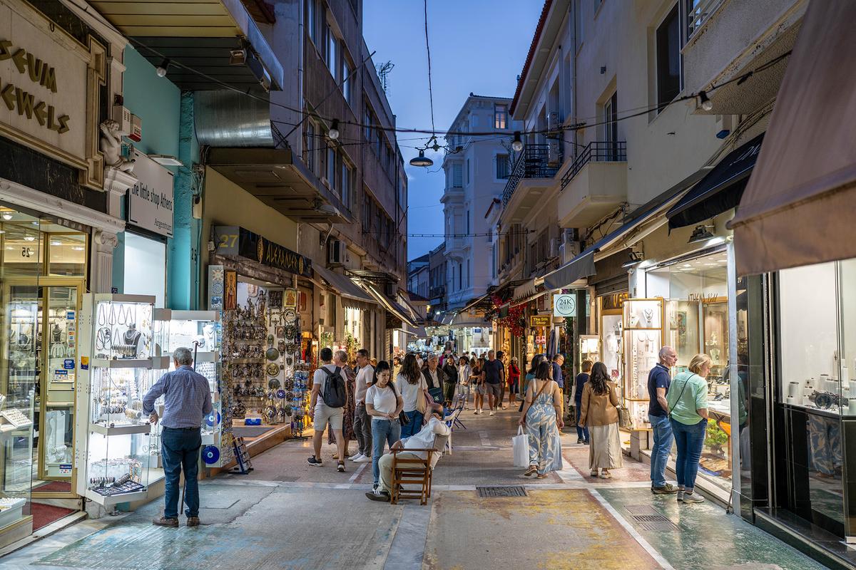 Athens's historic center includes open-air markets selling artwork, food, and local products. (Kyle Little/Getty Images)