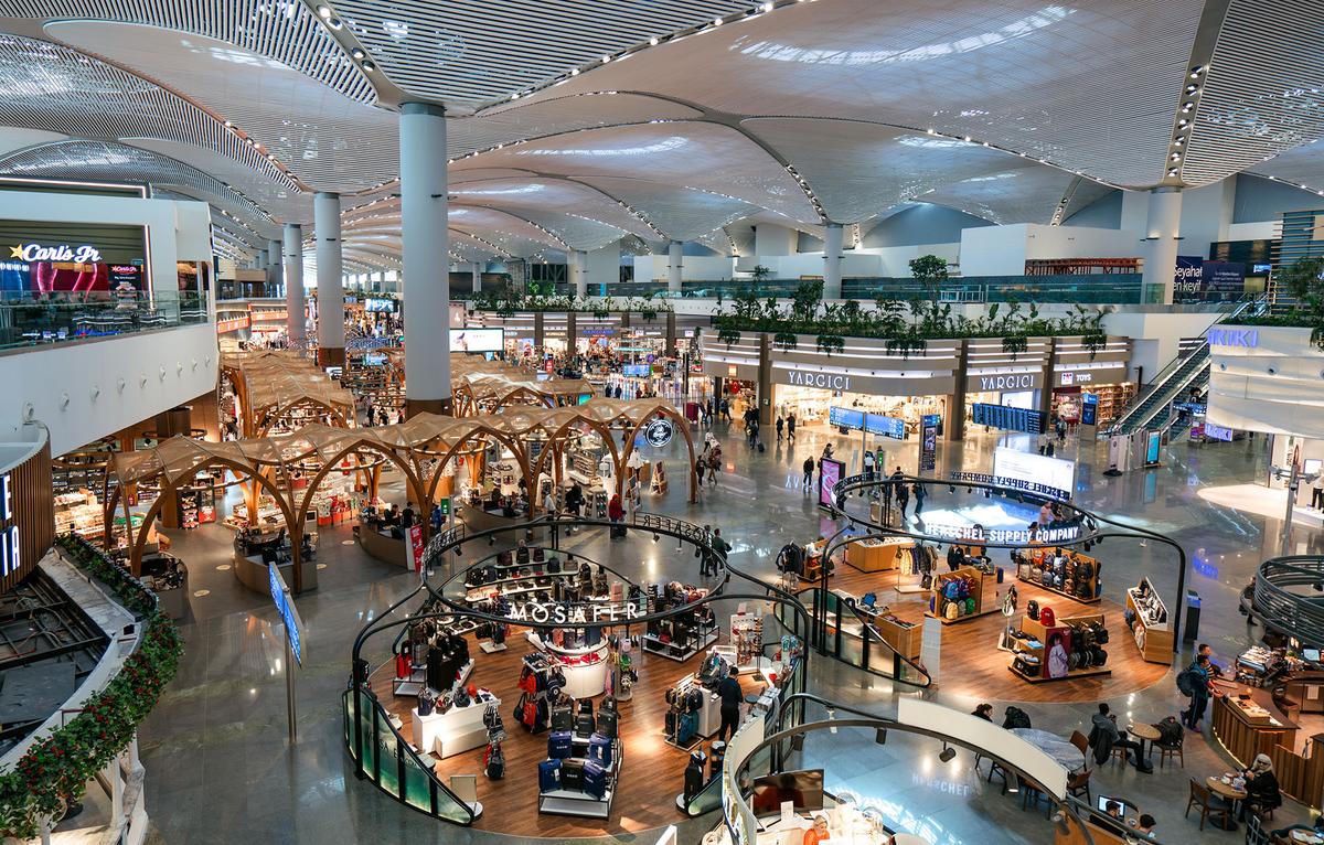 Istanbul Airport is one of the largest airports in the world. Its international terminal handles millions of passengers annually and serves as a major global hub. (NoyanYalcin/Shutterstock)