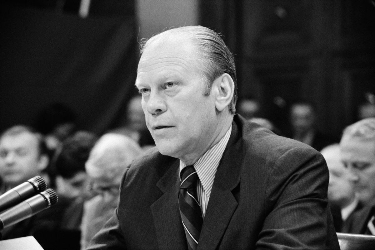 Ford appears at a House Judiciary subcommittee hearing in reference to his pardon of Richard Nixon. (Public Domain)