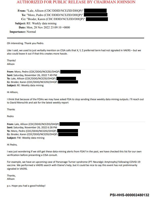 A screenshot of an email chain obtained by Sen. Ron Johnson. (Screenshot by The Epoch Times)