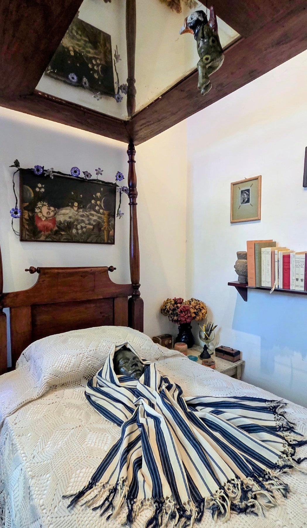Frida Kahlo's mirrored bed and death mask are moving artifacts in the Casa Azul in Mexico City. (Photo courtesy of Jim Farber)