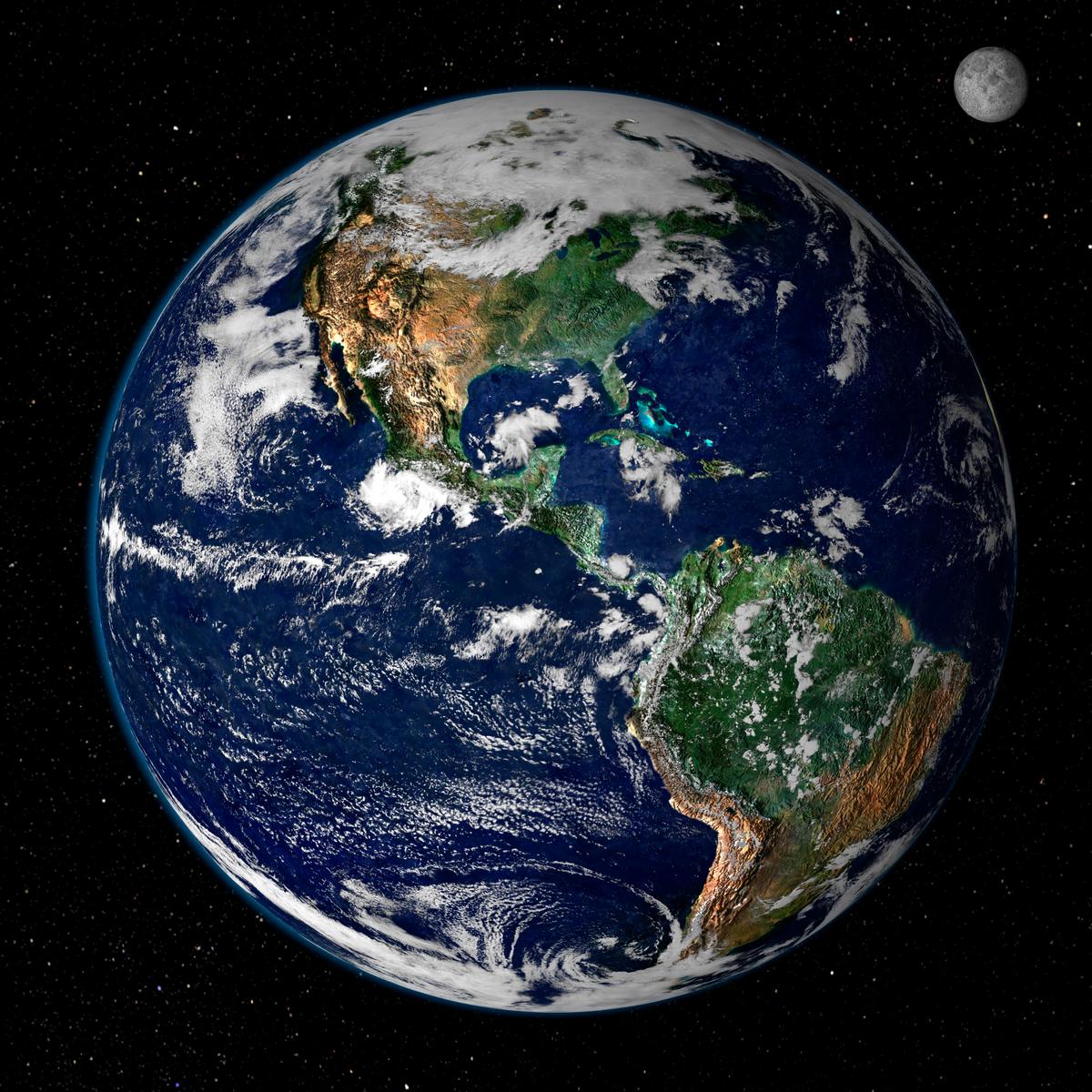 Earth's atmosphere, magnetic field, and abundance of liquid water work together to make the planet hospitable to life. (NASA)