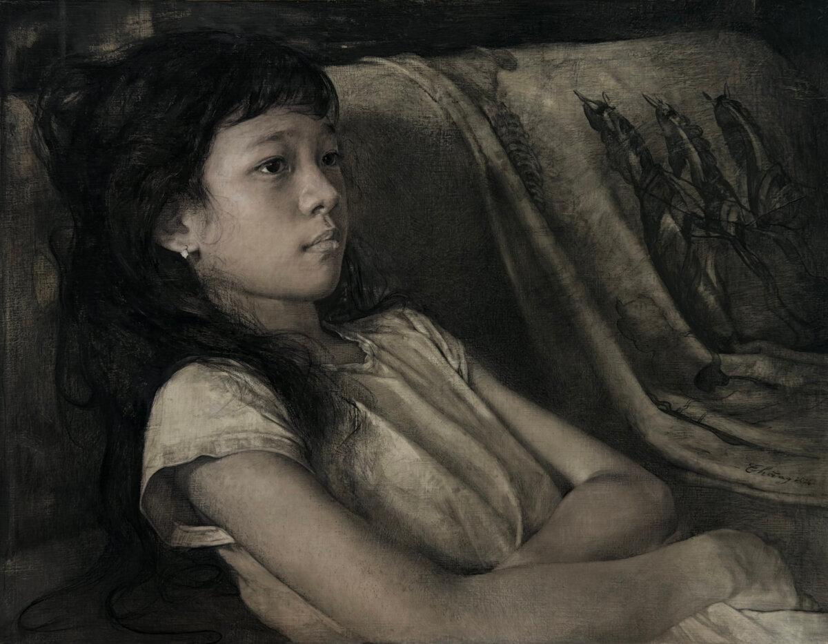Portrait of Bao Tran by Chu Tien Thang (Long Bien, Vietnam). Mixed media on panel; 16 inches by 12.5 inches. Recipient of the First Place Drawing Award at the Portrait Society of America’s Annual 28th International Portrait Competition. (Courtesy of the Portrait Society of America)