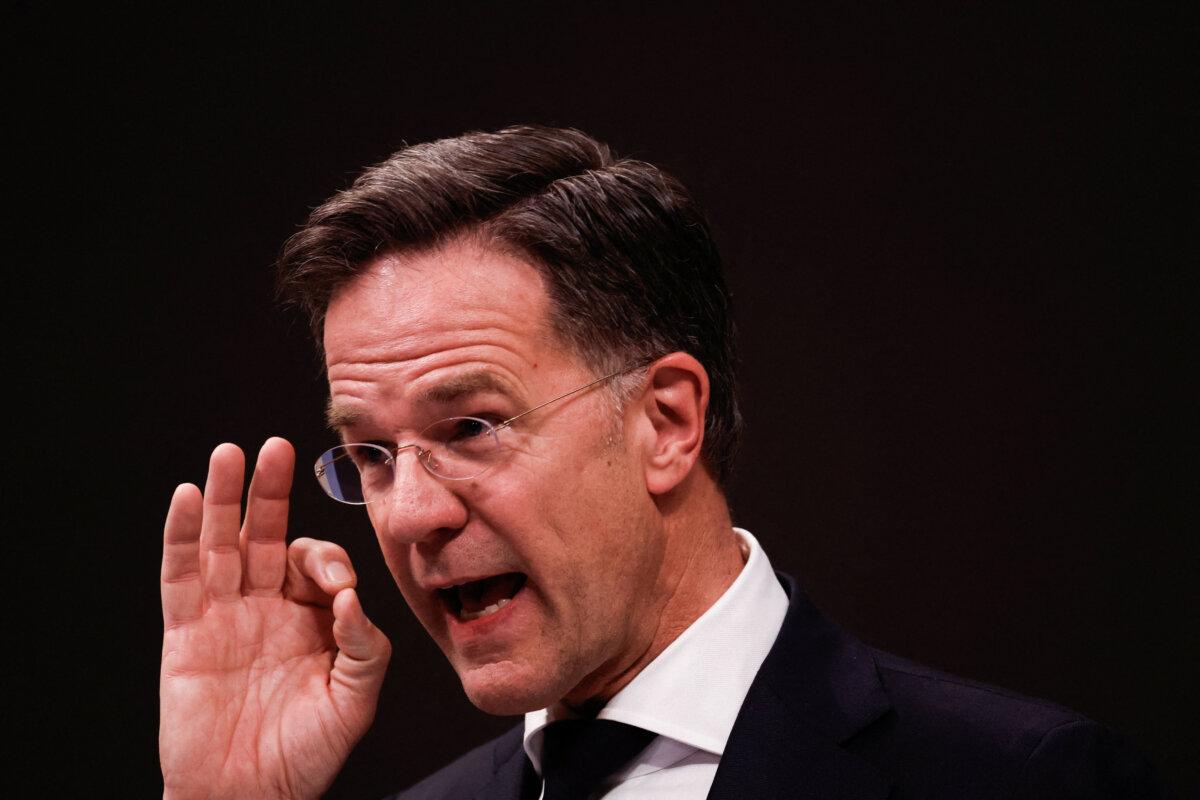 NATO Secretary-General Mark Rutte speaks during a press conference in Prague, the Czech Republic, on April 16, 2026. (David W Cerny/Reuters)