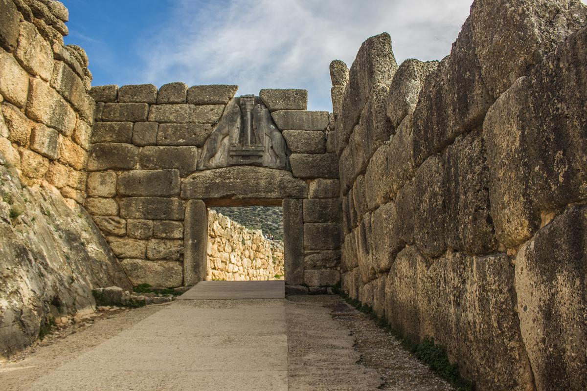 The main entrance of the Bronze Age citadel of Mycenae, called the Lion Gate. (Artem Kniaz/Shutterstock)
